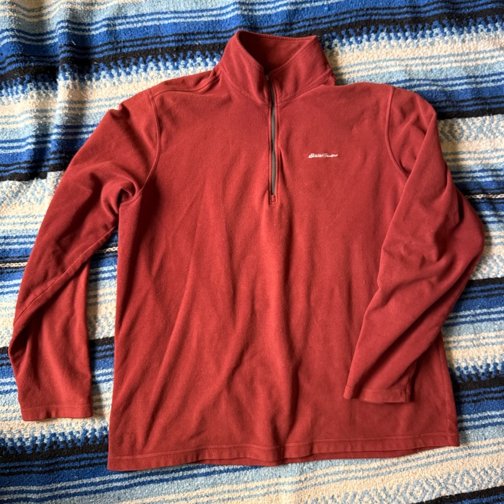 Eddie Bauer rust / red fleece quarter zip men’s TXL